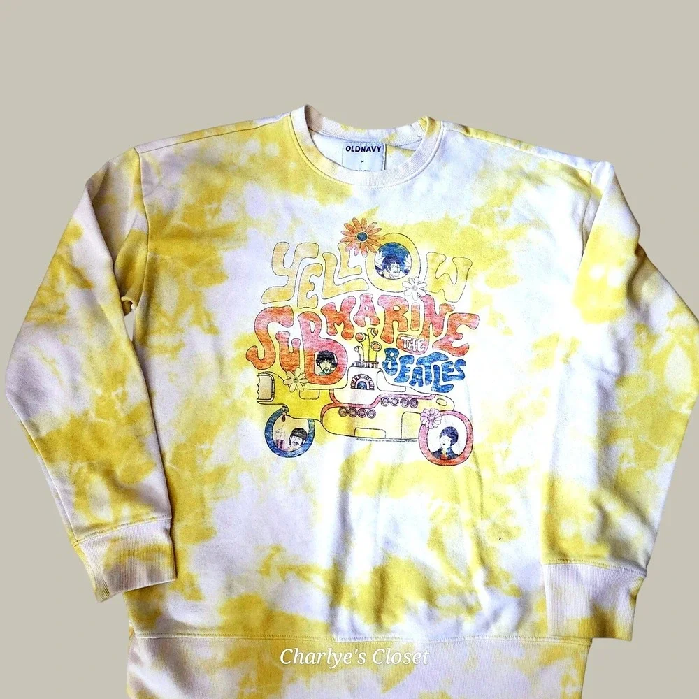 Old Navy The Beatles Yellow Submarine Retro Sweatshirt M Unisex Tie Dye K-Pop